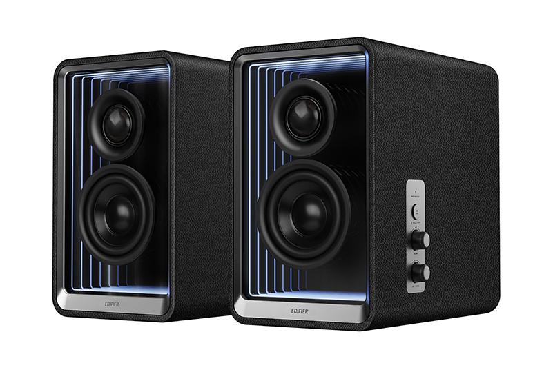 EDIFIER、音楽にあわせてLEDが明滅するデスクトップスピーカー「QR65