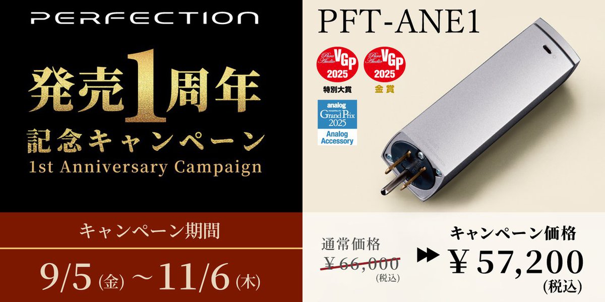 PERFECTIONのノイズフィルター「PFT-ANE1」の1周年記念特別価格