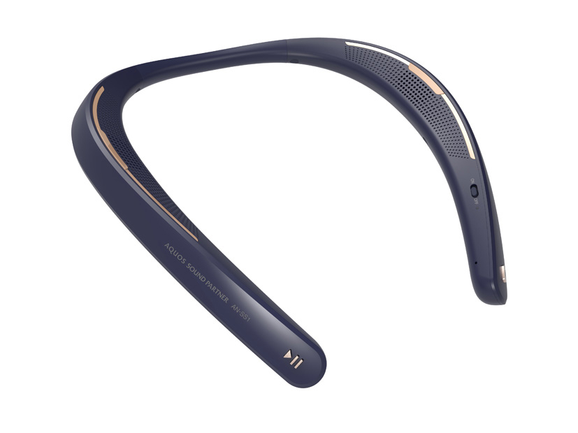 シャープ、Bluetooth送信機をセットにした首掛けスピーカー「AQUOS