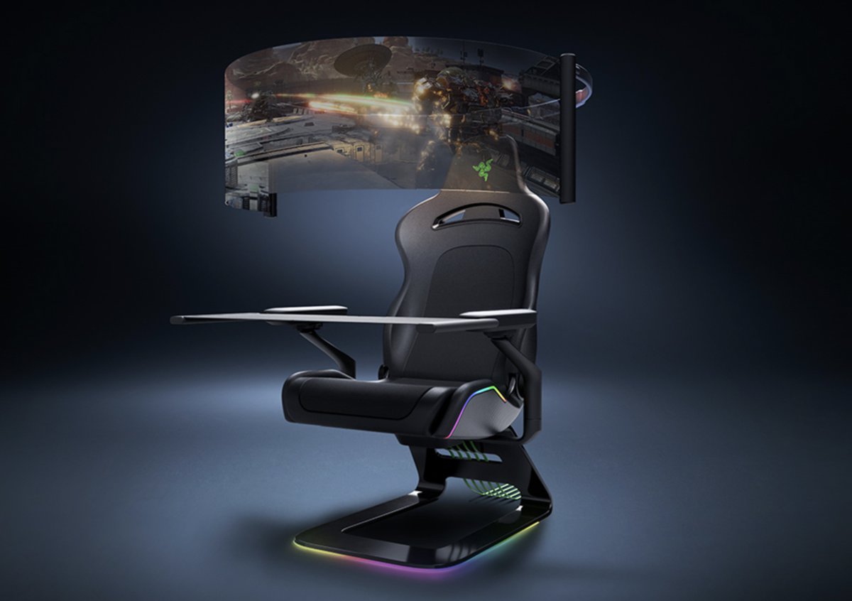 CES＞Razer、60型巻取りOLEDディスプレイ一体型ゲーミングチェア 