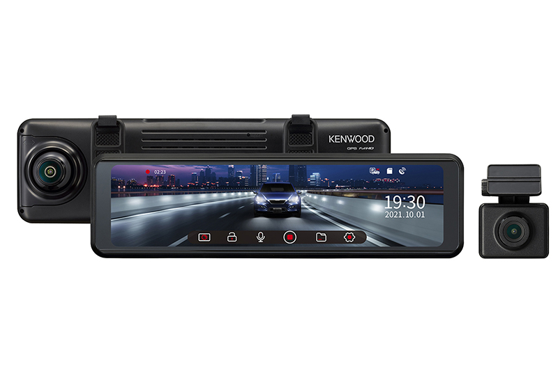 ケンウッド、デジタルルームミラー型ドラレコ「DRV-EM3700」。軽自動車
