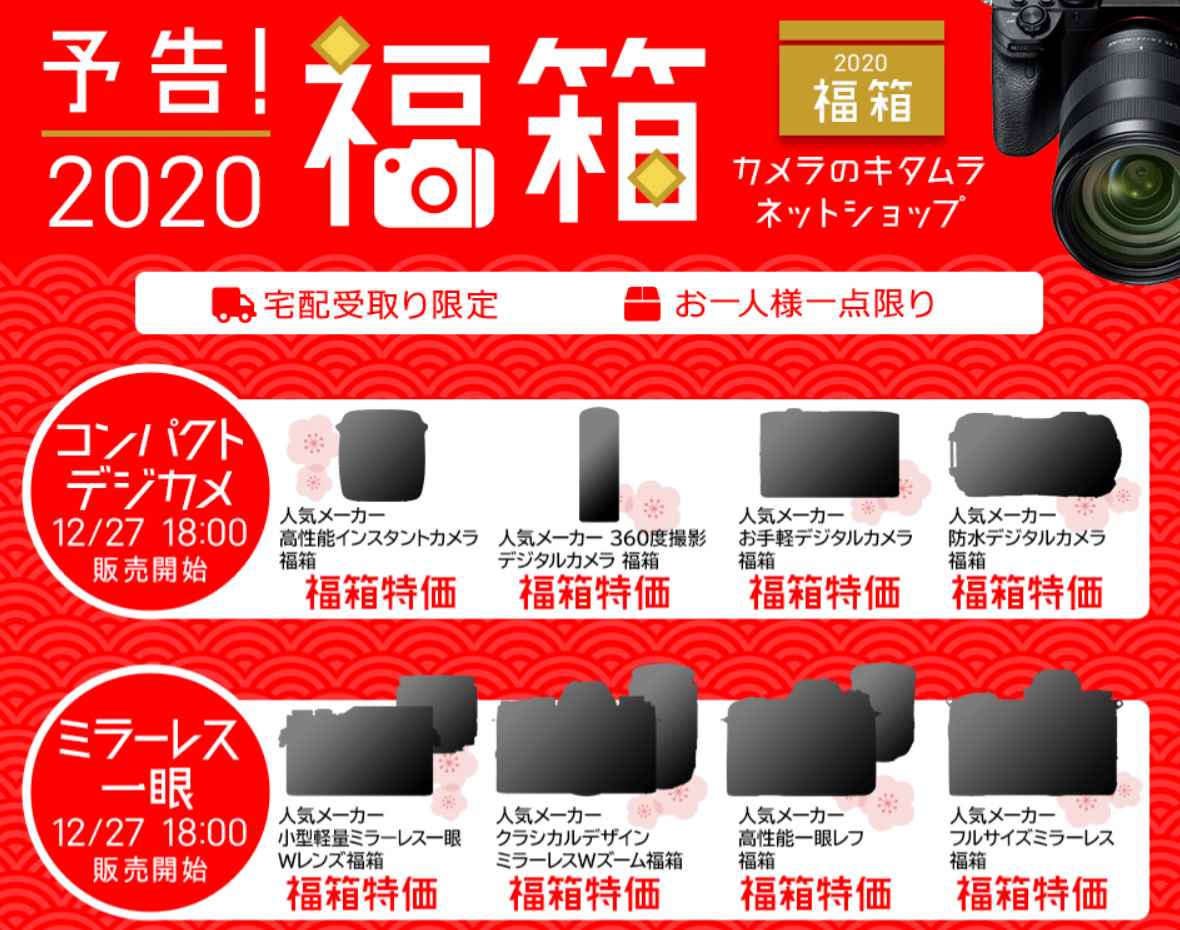 キタムラネットショップ 福箱セール を12月27日18時スタート 人気のミラーレス一眼にブランド時計も Phile Web