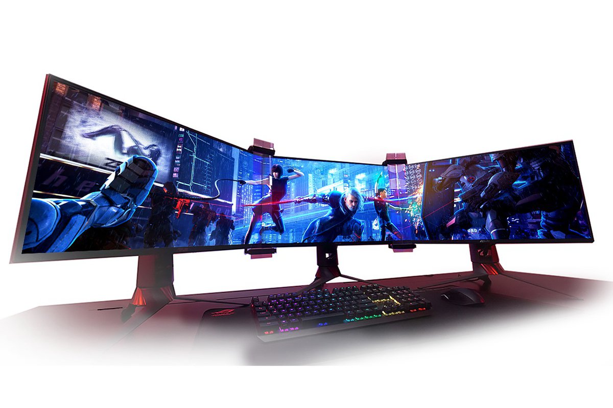 ASUS、光の屈折でマルチディスプレイのベゼルを見えなくする「ROG