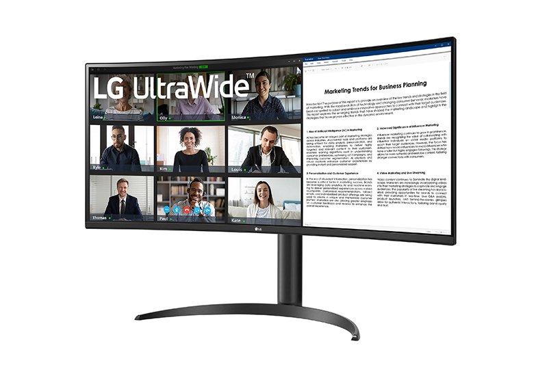 LG、USB Type-C対応の34型21:9曲面ウルトラワイドモニター「34WR55QK-B