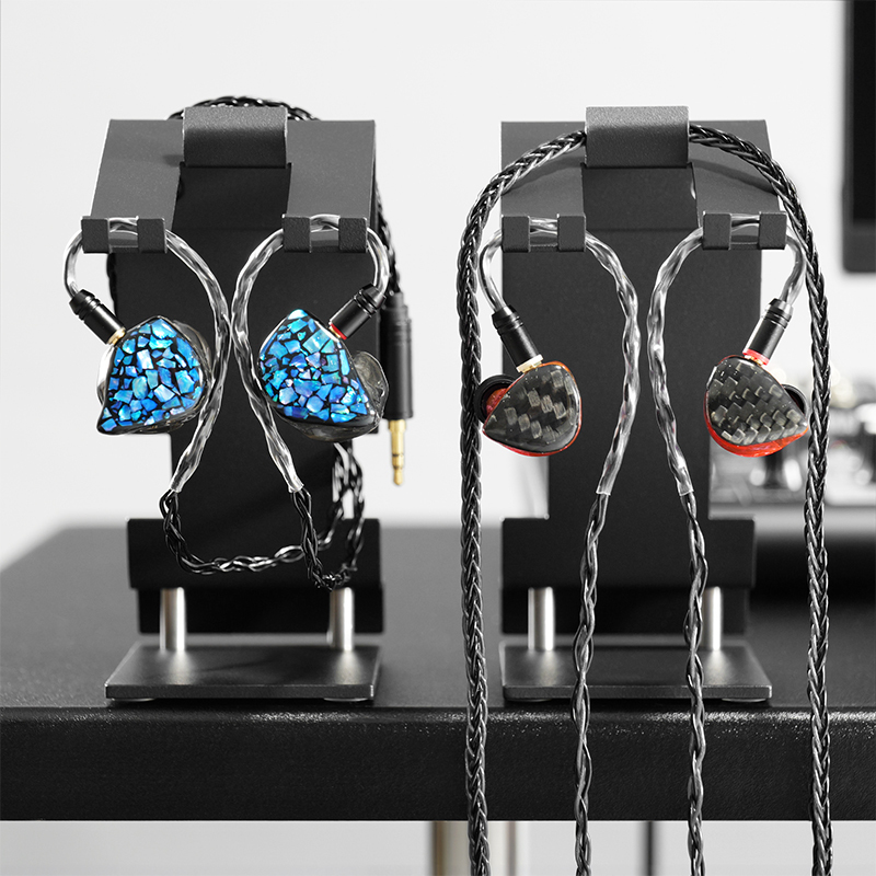 2種類のインイヤーモニターをかけた様子