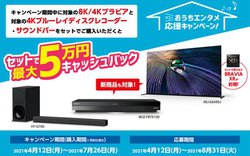 �\�j�[�A�ŐV�gBRAVIA XR�h�ȂǑΏۃe���r�ƃ��R�[�_�[/�T�E���h�o�[�Z�b�g�w���ōő�5���~�L���b�V���o�b�N