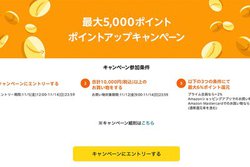 Amazon�A�ő�5,000�|�C���g�Ҍ��́u�|�C���g�A�b�v�L�����y�[���v���{���B11��14���܂�