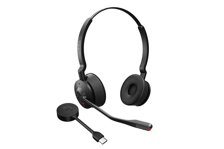 Jabra�A�r�W�l�X�����w�b�h�Z�b�g�uEngage 55�v�B�ő�150m�̃��C�����X�ڑ��A�R�����̃Z�L�����e�B������