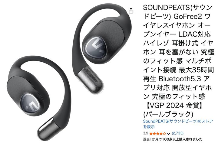 yAmazonZ[zSOUNDPEATS̃I[vC[^CXuGoFree2v6~؂I