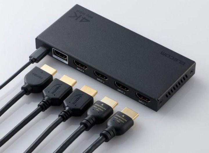 �G���R���A�ő�4��̋@���ڑ��ł���4K60Hz�Ή�HDMI�ؑ֊�uDH-SW4KB41BK�v