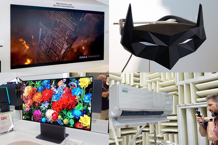 TCL�A163�^ Micro LED 4K�f�B�X�v���C��u�o�b�g�}���v�X�}�[�g�O���X�Ȃǔ�I�BBang & Olufsen�X�s�[�J�[���ڃQ�[�~���O���j�^�[��
