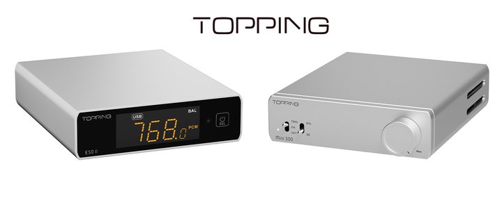 TOPPING�A���DAC�uE50II�v�ƃp���[�A���v�uMini300�v�ɒ��̌���J���[�g�V���o�[�h