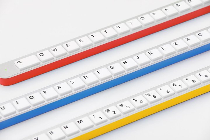 すべてのキーを横一列に配置したキーボード、Google「Gboard 棒バージョン」。自作できる設計図も公開