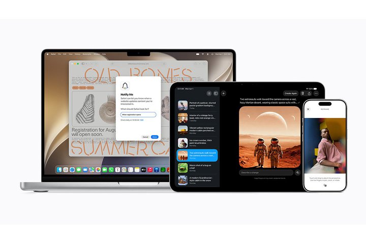 �A�b�v���̓Ǝ�AI�uApple Intelligence�v�@�\�����B�ʐ^�́u��ԃ��t���[���v��摜�����uImage Playground�v�Ȃ�